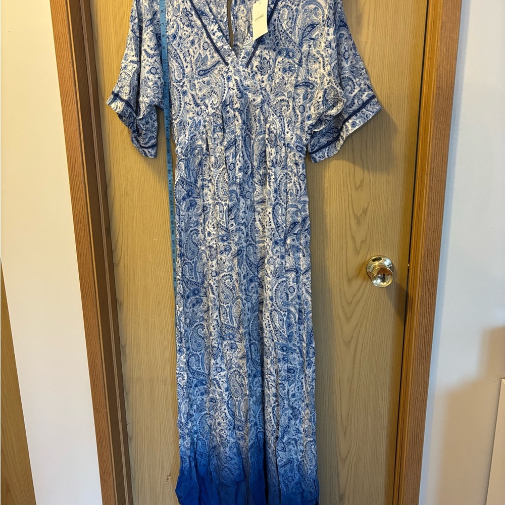 Chic Blue Paisley Maxi Dress